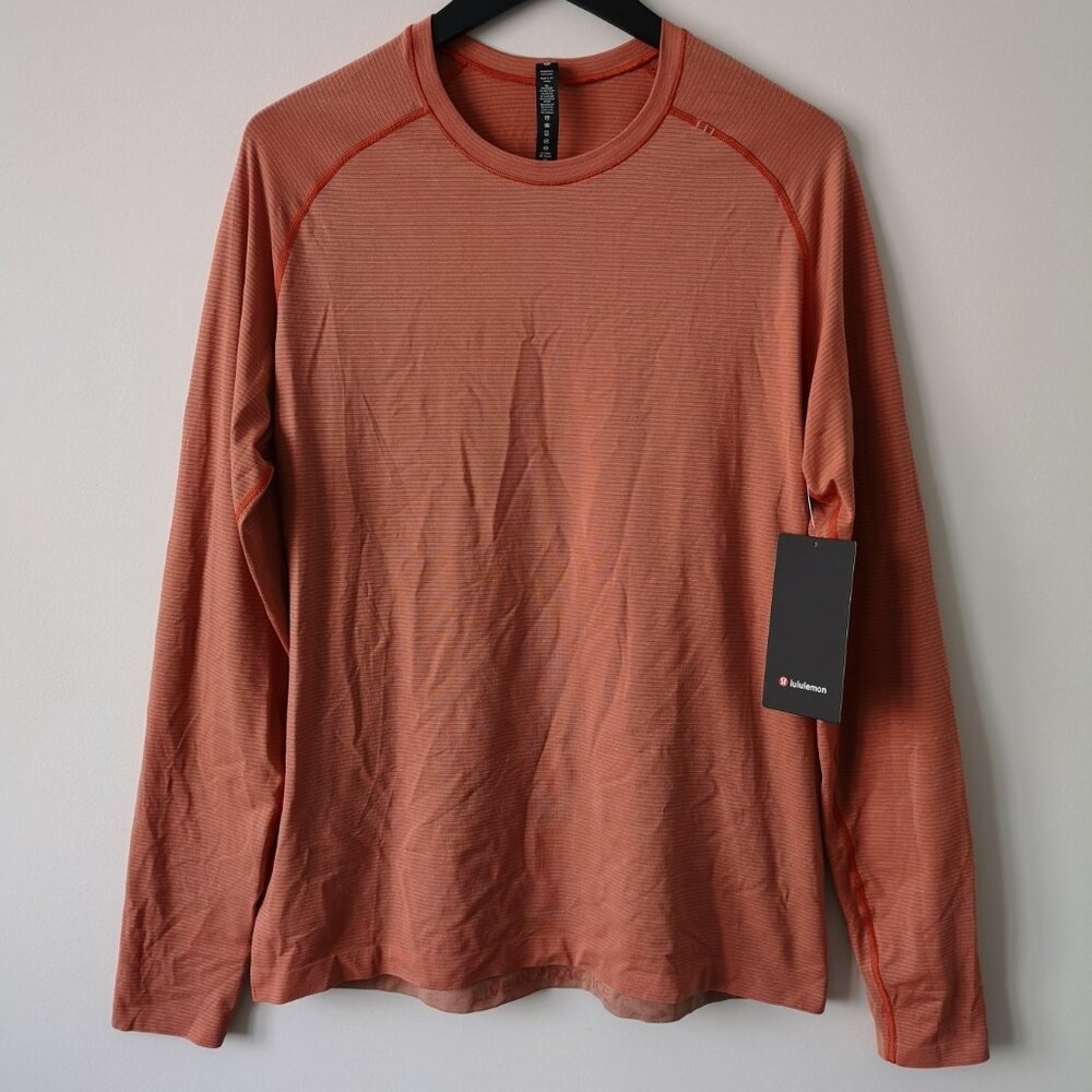 NWT LULULEMON XSWC/RWLI Orange Stripe Metal Vent Tech LS 2.0 Shirt Men's Large